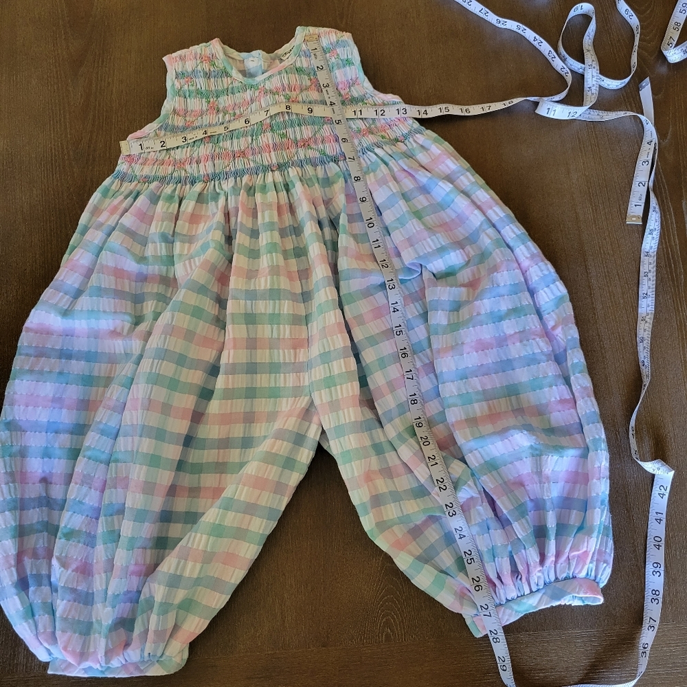 Royal Child Smocked Embroidered Sleeveless Romper Pants Sz 18m-24m - Picture 10 of 10